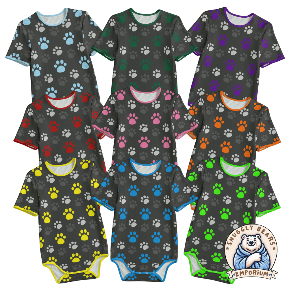 ABDL Onesie – Paw Prints - Coloured Paws