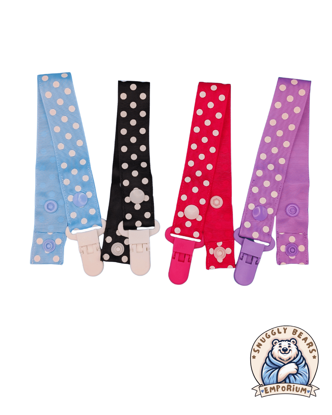 Poka Dot Pacifier Clip