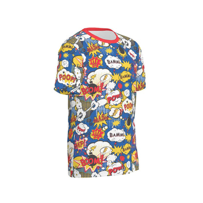 Vibrant ABDL themed T-shirt featuring colorful comic-style graphics and bold expressions like BAMM, POOM, and BOOM.
