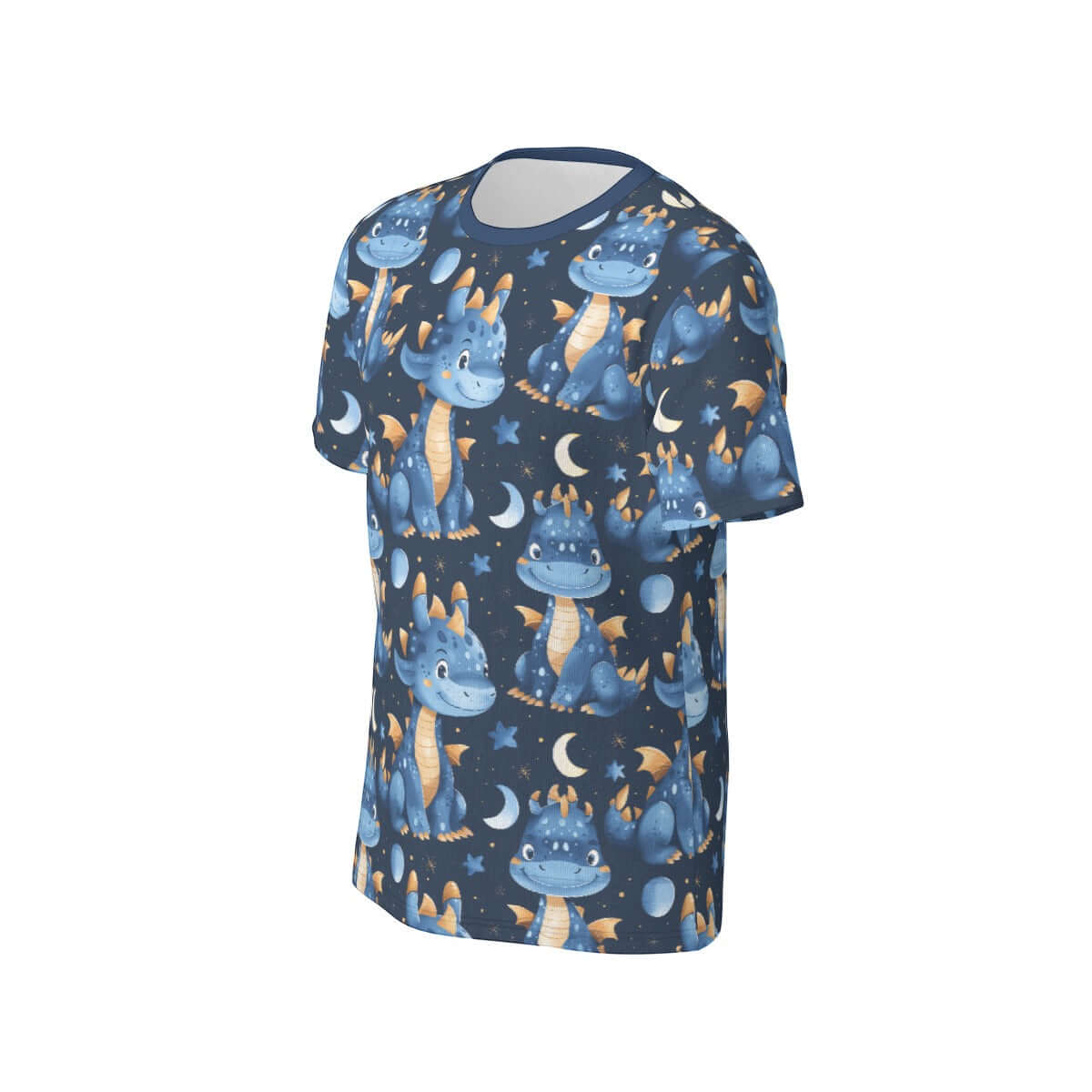 ABDL themed all-over design T-shirt featuring cute blue dragons and moons on a navy background.