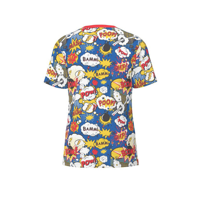 Vibrant ABDL themed T-shirt featuring colorful comic-style graphics and bold expressions like BAMM, POOM, and BOOM.