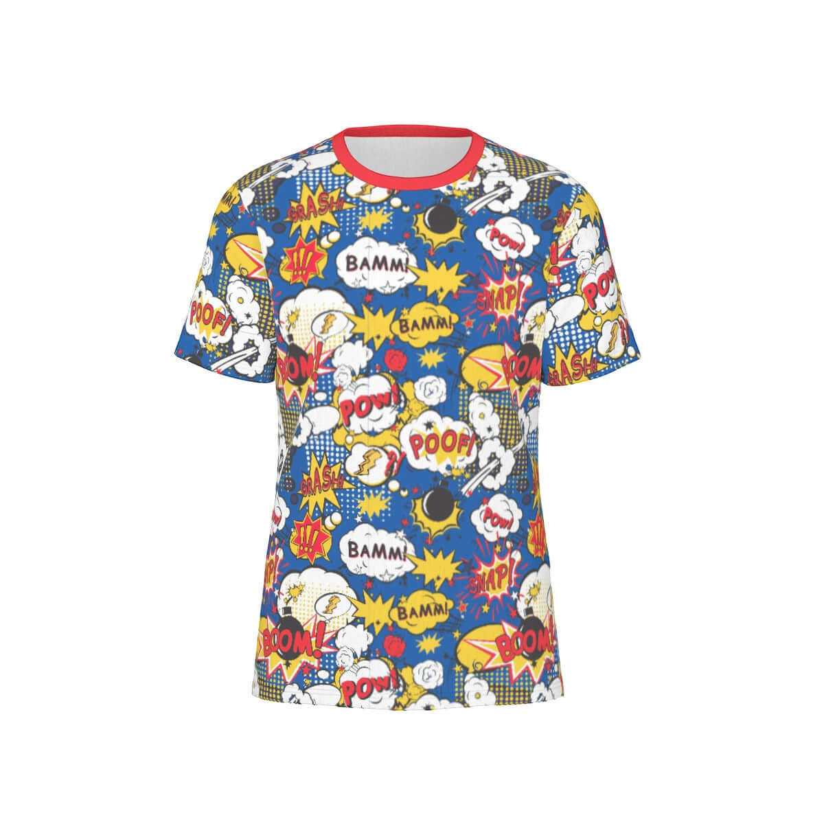 Vibrant ABDL themed T-shirt featuring colorful comic-style graphics and bold expressions like BAMM, POOM, and BOOM.