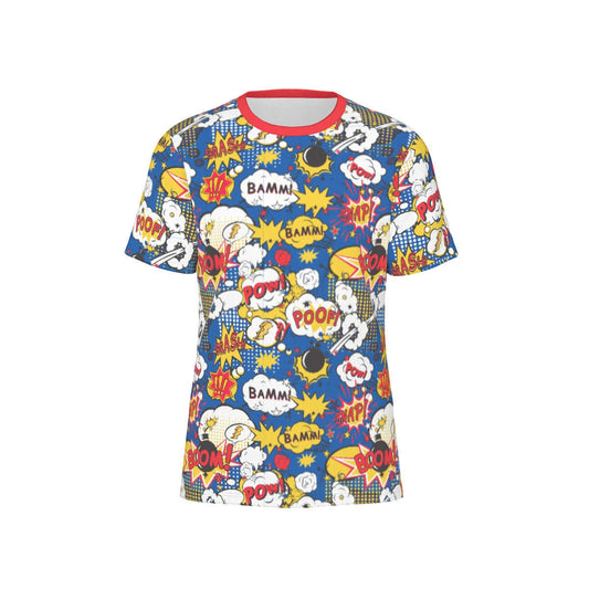 Vibrant ABDL themed T-shirt featuring colorful comic-style graphics and bold expressions like BAMM, POOM, and BOOM.