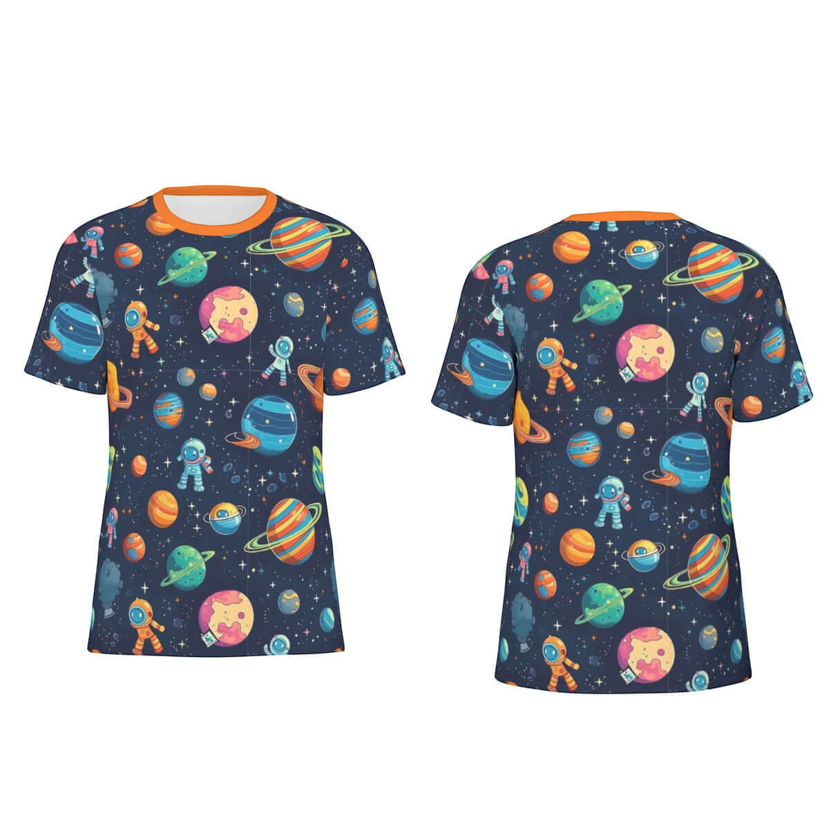 Vibrant ABDL themed T-shirt featuring a space adventure design with astronauts and planets.