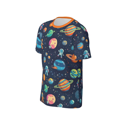 Vibrant ABDL themed T-shirt featuring a space adventure design with astronauts and planets.