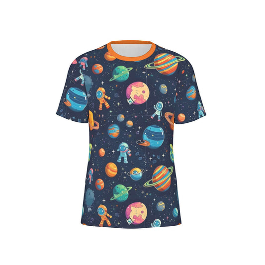 Vibrant ABDL themed T-shirt featuring a space adventure design with astronauts and planets.