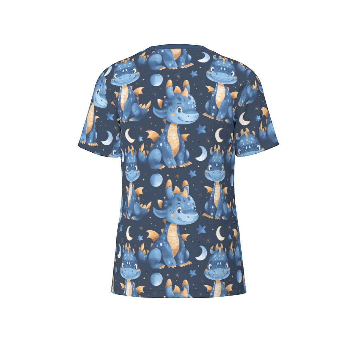 ABDL themed all-over design T-shirt featuring cute blue dragons and moons on a navy background.