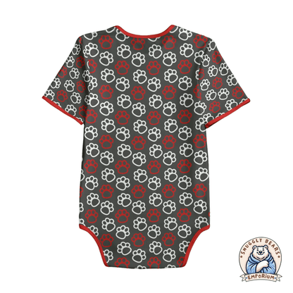 ABDL Onesie – Paw Prints Red + White Onesie