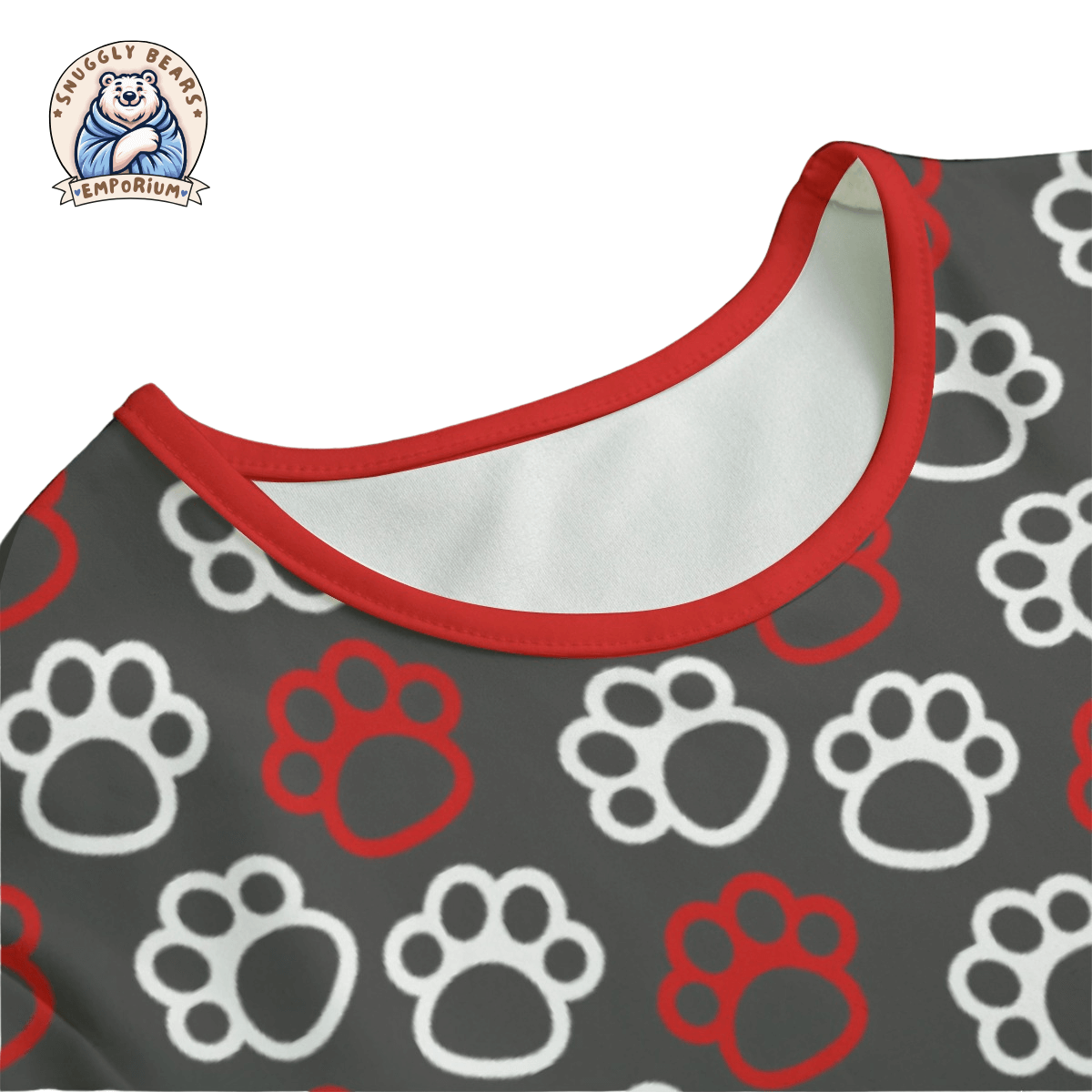 ABDL Onesie – Paw Prints Red + White Onesie