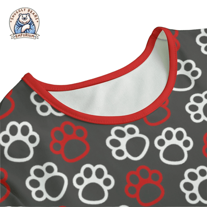ABDL Onesie – Paw Prints Red + White Onesie