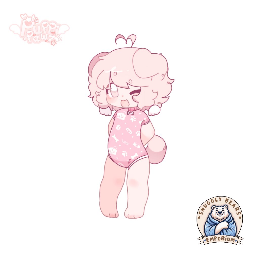 ABDL Onesie – Puppi Pawz - Baby Pink Paws Onesie
