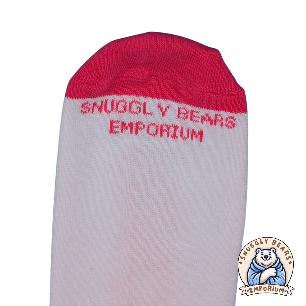 Adorable SMOL Soggy Princess ABDL socks featuring pink accents and frilly edges, perfect for playful little ones.