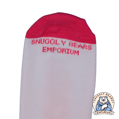 Adorable SMOL Soggy Princess ABDL socks featuring pink accents and frilly edges, perfect for playful little ones.